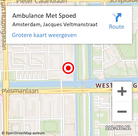 Locatie op kaart van de 112 melding: Ambulance Met Spoed Naar Amsterdam, Jacques Veltmanstraat op 26 juni 2024 04:15