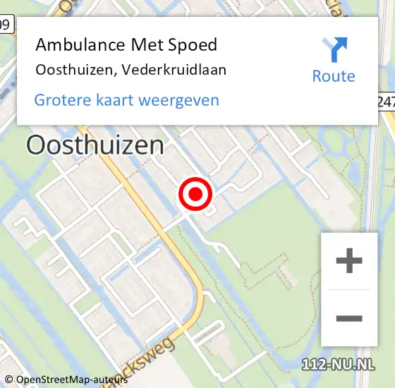 Locatie op kaart van de 112 melding: Ambulance Met Spoed Naar Oosthuizen, Vederkruidlaan op 26 juni 2024 04:19