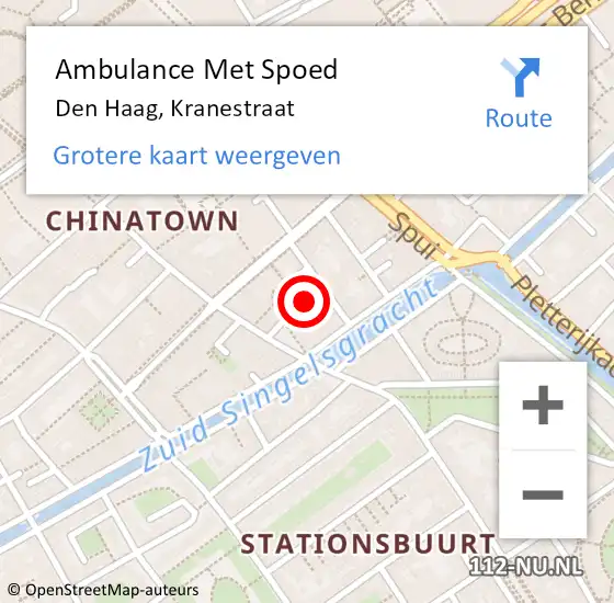 Locatie op kaart van de 112 melding: Ambulance Met Spoed Naar Den Haag, Kranestraat op 26 juni 2024 04:19