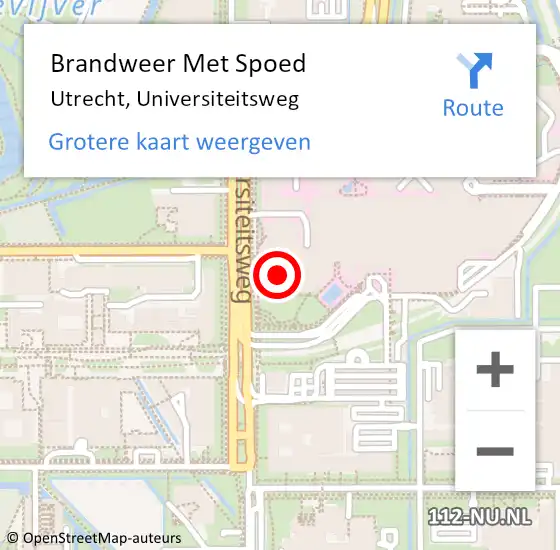 Locatie op kaart van de 112 melding: Brandweer Met Spoed Naar Utrecht, Universiteitsweg op 26 juni 2024 04:30