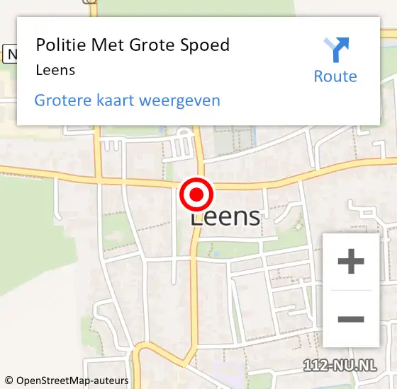 Locatie op kaart van de 112 melding: Politie Met Grote Spoed Naar Leens op 26 juni 2024 05:50