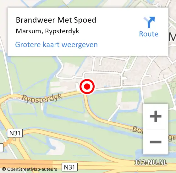 Locatie op kaart van de 112 melding: Brandweer Met Spoed Naar Marsum, Rypsterdyk op 26 juni 2024 06:37