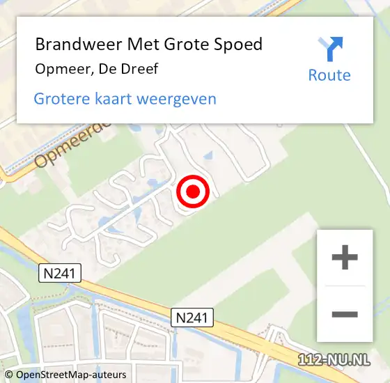 Locatie op kaart van de 112 melding: Brandweer Met Grote Spoed Naar Opmeer, De Dreef op 26 juni 2024 06:48