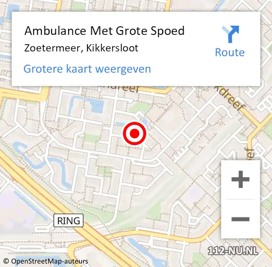 Locatie op kaart van de 112 melding: Ambulance Met Grote Spoed Naar Zoetermeer, Kikkersloot op 26 juni 2024 07:01