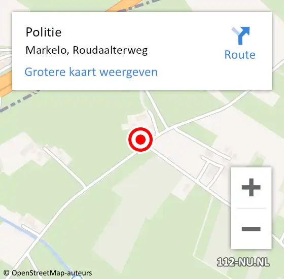 Locatie op kaart van de 112 melding: Politie Markelo, Roudaalterweg op 26 juni 2024 07:10