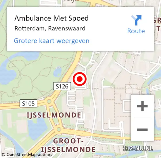 Locatie op kaart van de 112 melding: Ambulance Met Spoed Naar Rotterdam, Ravenswaard op 26 juni 2024 07:12