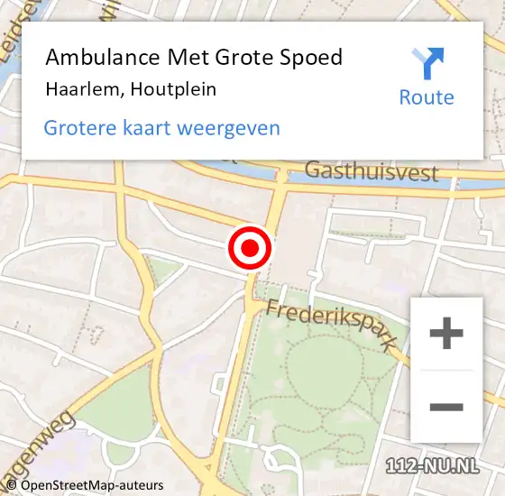 Locatie op kaart van de 112 melding: Ambulance Met Grote Spoed Naar Haarlem, Houtplein op 26 juni 2024 07:42