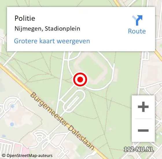 Locatie op kaart van de 112 melding: Politie Nijmegen, Stadionplein op 26 juni 2024 07:53