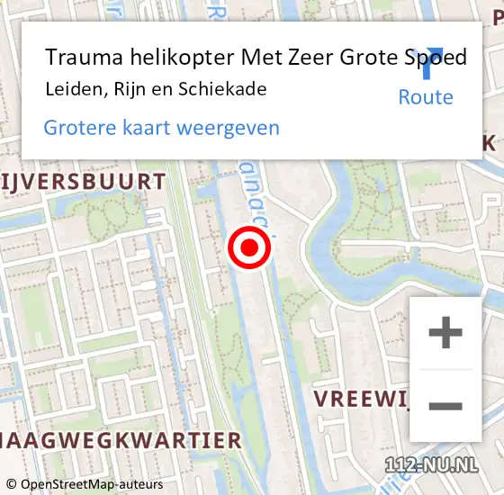 Locatie op kaart van de 112 melding: Trauma helikopter Met Zeer Grote Spoed Naar Leiden, Rijn en Schiekade op 26 juni 2024 07:57