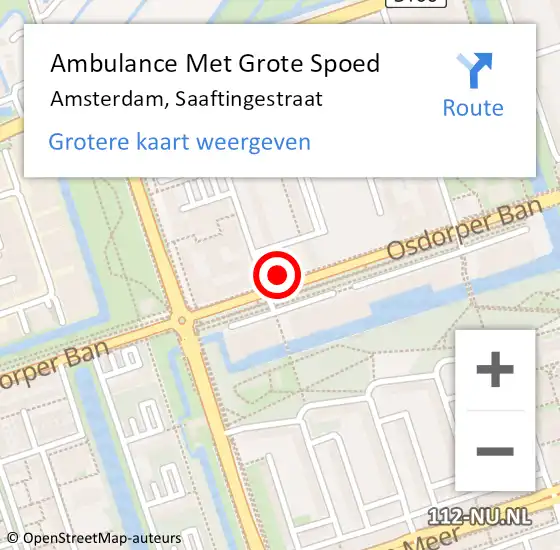 Locatie op kaart van de 112 melding: Ambulance Met Grote Spoed Naar Amsterdam, Saaftingestraat op 26 juni 2024 08:00