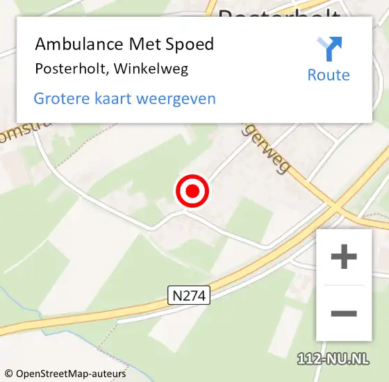 Locatie op kaart van de 112 melding: Ambulance Met Spoed Naar Posterholt, Winkelweg op 26 juni 2024 08:02