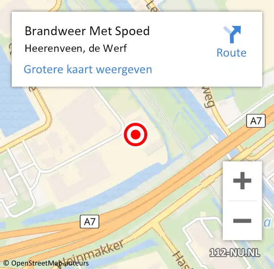 Locatie op kaart van de 112 melding: Brandweer Met Spoed Naar Heerenveen, de Werf op 26 juni 2024 08:38