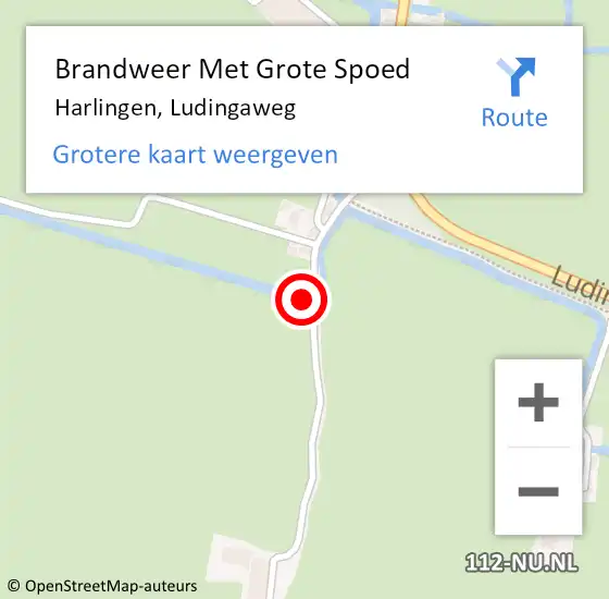 Locatie op kaart van de 112 melding: Brandweer Met Grote Spoed Naar Harlingen, Ludingaweg op 26 juni 2024 08:54