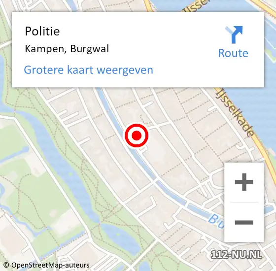 Locatie op kaart van de 112 melding: Politie Kampen, Burgwal op 26 juni 2024 08:56