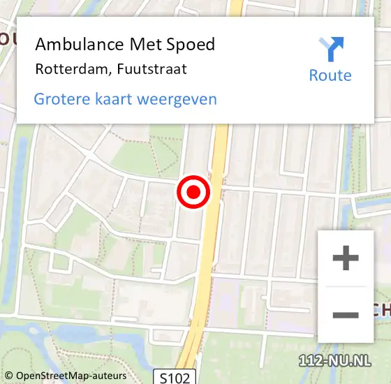 Locatie op kaart van de 112 melding: Ambulance Met Spoed Naar Rotterdam, Fuutstraat op 26 juni 2024 09:27