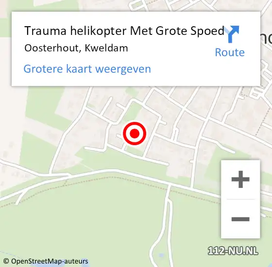 Locatie op kaart van de 112 melding: Trauma helikopter Met Grote Spoed Naar Oosterhout, Kweldam op 26 juni 2024 09:34