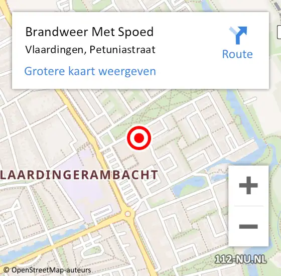 Locatie op kaart van de 112 melding: Brandweer Met Spoed Naar Vlaardingen, Petuniastraat op 26 juni 2024 09:45