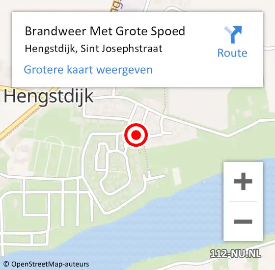 Locatie op kaart van de 112 melding: Brandweer Met Grote Spoed Naar Hengstdijk, Sint Josephstraat op 26 juni 2024 09:48