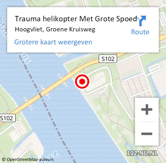 Locatie op kaart van de 112 melding: Trauma helikopter Met Grote Spoed Naar Hoogvliet, Groene Kruisweg op 26 juni 2024 09:51