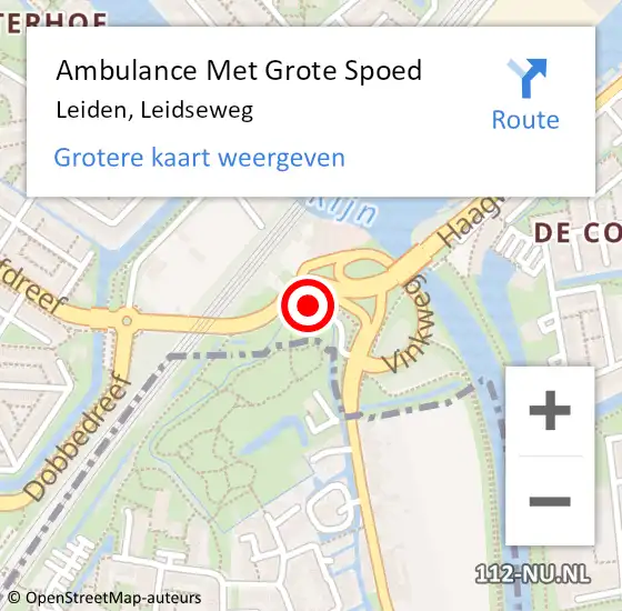 Locatie op kaart van de 112 melding: Ambulance Met Grote Spoed Naar Leiden, Leidseweg op 26 juni 2024 10:05