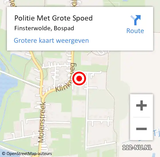 Locatie op kaart van de 112 melding: Politie Met Grote Spoed Naar Finsterwolde, Bospad op 26 juni 2024 10:09