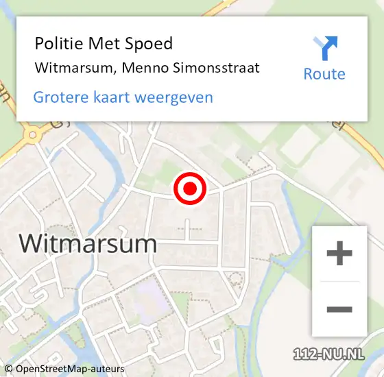 Locatie op kaart van de 112 melding: Politie Met Spoed Naar Witmarsum, Menno Simonsstraat op 26 juni 2024 10:21