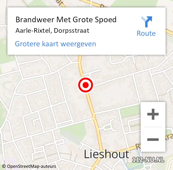 Locatie op kaart van de 112 melding: Brandweer Met Grote Spoed Naar Aarle-Rixtel, Dorpsstraat op 26 juni 2024 10:32