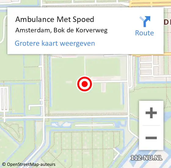 Locatie op kaart van de 112 melding: Ambulance Met Spoed Naar Amsterdam, Bok de Korverweg op 26 juni 2024 10:39