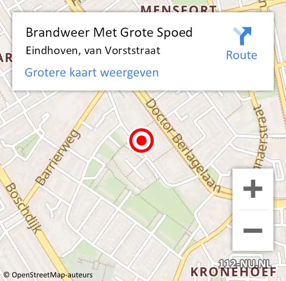 Locatie op kaart van de 112 melding: Brandweer Met Grote Spoed Naar Eindhoven, van Vorststraat op 26 juni 2024 10:39