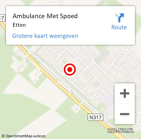 Locatie op kaart van de 112 melding: Ambulance Met Spoed Naar Etten op 26 juni 2024 10:41