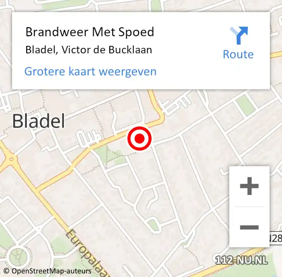 Locatie op kaart van de 112 melding: Brandweer Met Spoed Naar Bladel, Victor de Bucklaan op 26 juni 2024 10:45