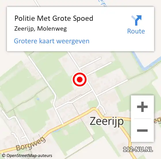 Locatie op kaart van de 112 melding: Politie Met Grote Spoed Naar Zeerijp, Molenweg op 26 juni 2024 10:49