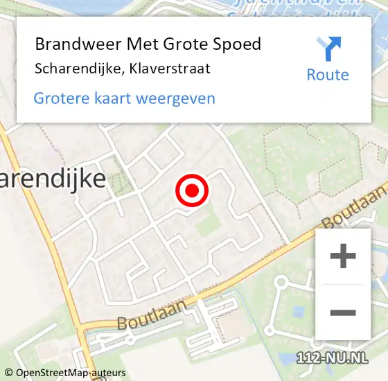 Locatie op kaart van de 112 melding: Brandweer Met Grote Spoed Naar Scharendijke, Klaverstraat op 10 oktober 2014 18:32