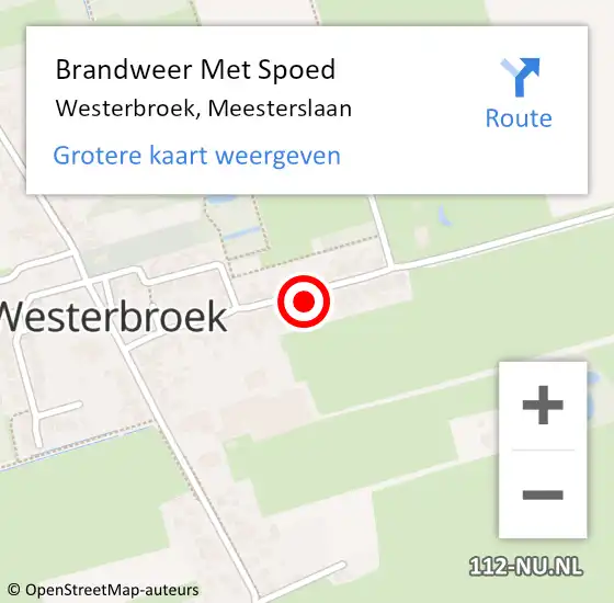 Locatie op kaart van de 112 melding: Brandweer Met Spoed Naar Westerbroek, Meesterslaan op 26 juni 2024 10:58