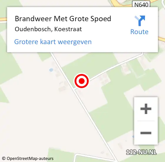 Locatie op kaart van de 112 melding: Brandweer Met Grote Spoed Naar Oudenbosch, Koestraat op 26 juni 2024 11:03