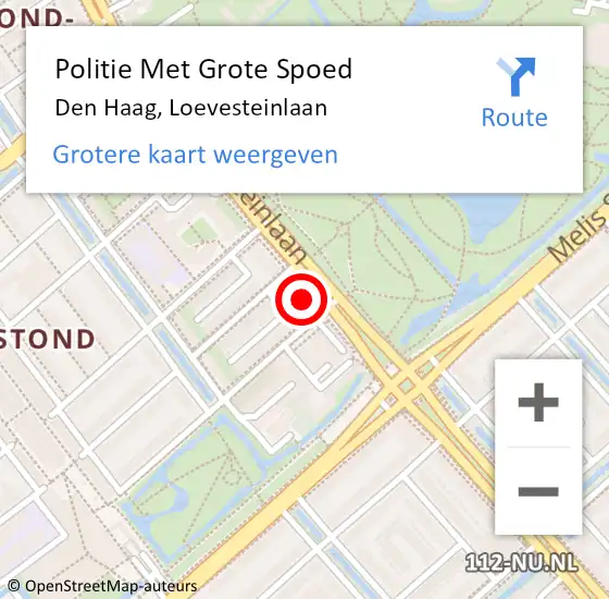 Locatie op kaart van de 112 melding: Politie Met Grote Spoed Naar Den Haag, Loevesteinlaan op 26 juni 2024 11:06