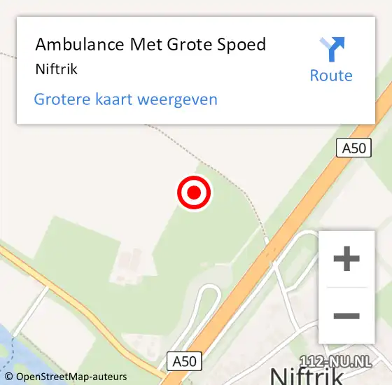 Locatie op kaart van de 112 melding: Ambulance Met Grote Spoed Naar Niftrik op 26 juni 2024 11:08