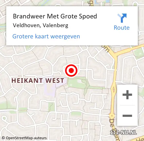 Locatie op kaart van de 112 melding: Brandweer Met Grote Spoed Naar Veldhoven, Valenberg op 26 juni 2024 11:10