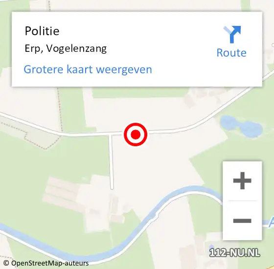 Locatie op kaart van de 112 melding: Politie Erp, Vogelenzang op 26 juni 2024 11:24