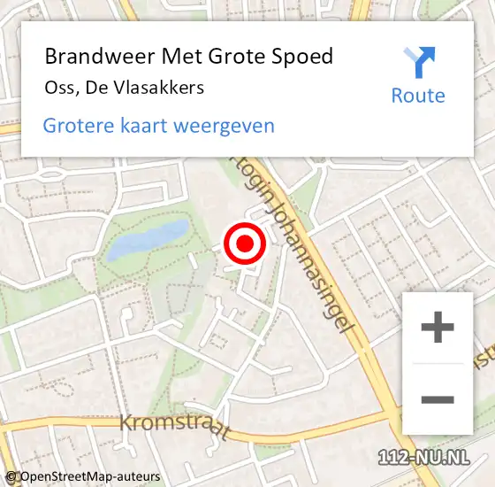 Locatie op kaart van de 112 melding: Brandweer Met Grote Spoed Naar Oss, De Vlasakkers op 26 juni 2024 11:37