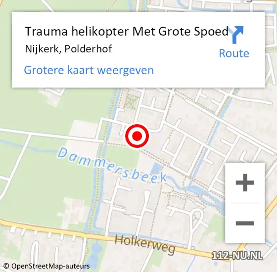 Locatie op kaart van de 112 melding: Trauma helikopter Met Grote Spoed Naar Nijkerk, Polderhof op 26 juni 2024 11:40