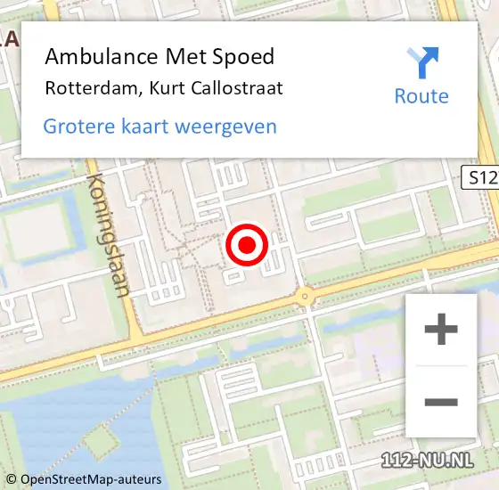 Locatie op kaart van de 112 melding: Ambulance Met Spoed Naar Rotterdam, Kurt Callostraat op 26 juni 2024 11:56