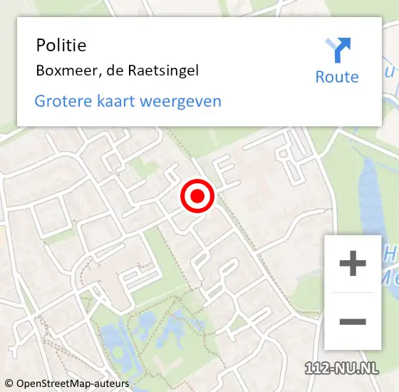 Locatie op kaart van de 112 melding: Politie Boxmeer, de Raetsingel op 26 juni 2024 12:01