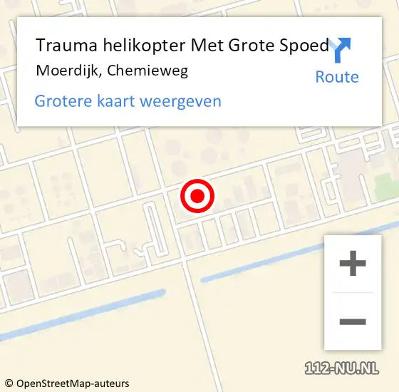 Locatie op kaart van de 112 melding: Trauma helikopter Met Grote Spoed Naar Moerdijk, Chemieweg op 26 juni 2024 12:27