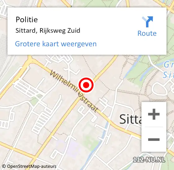 Locatie op kaart van de 112 melding: Politie Sittard, Rijksweg Zuid op 26 juni 2024 12:32