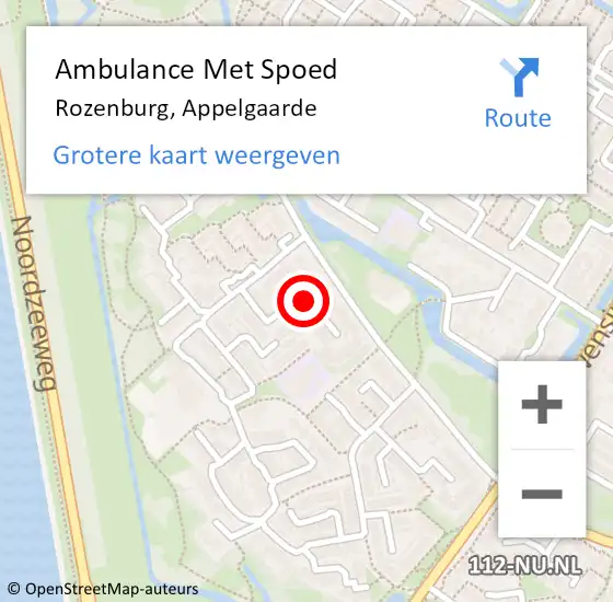 Locatie op kaart van de 112 melding: Ambulance Met Spoed Naar Rozenburg, Appelgaarde op 26 juni 2024 12:49