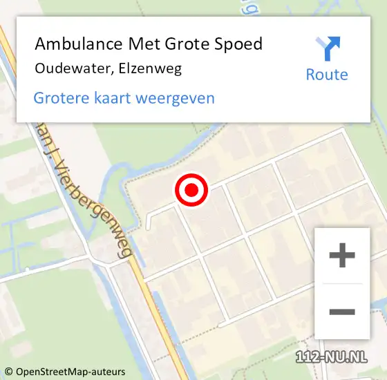 Locatie op kaart van de 112 melding: Ambulance Met Grote Spoed Naar Oudewater, Elzenweg op 26 juni 2024 12:52