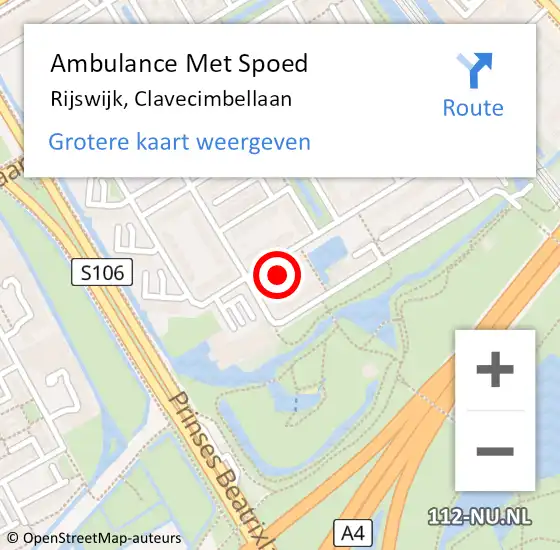 Locatie op kaart van de 112 melding: Ambulance Met Spoed Naar Rijswijk, Clavecimbellaan op 26 juni 2024 13:04