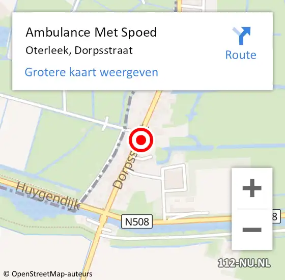 Locatie op kaart van de 112 melding: Ambulance Met Spoed Naar Oterleek, Dorpsstraat op 10 oktober 2014 18:56