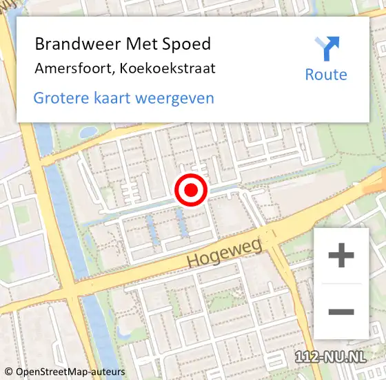 Locatie op kaart van de 112 melding: Brandweer Met Spoed Naar Amersfoort, Koekoekstraat op 26 juni 2024 13:34